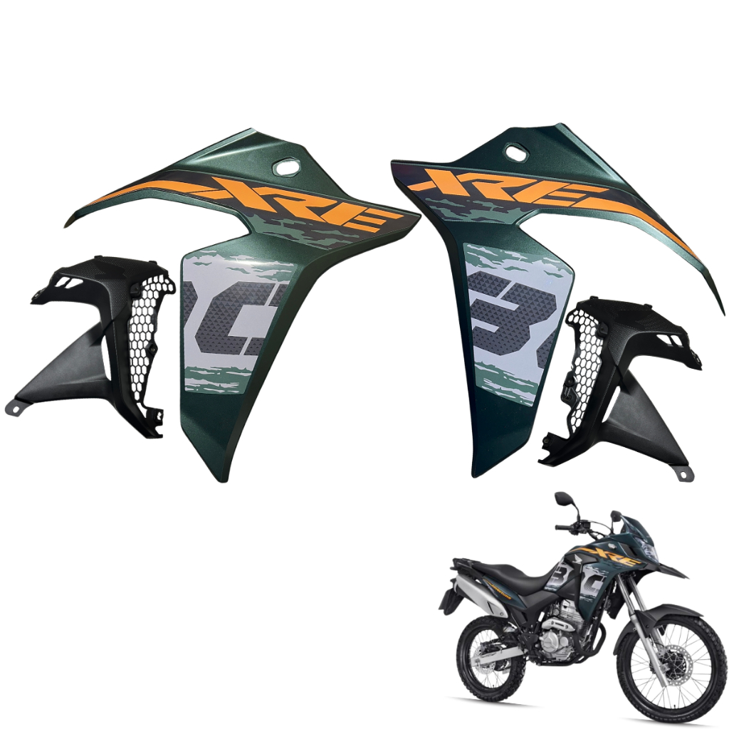 Carenagem Asa Do Tanque Xre 300 2019 até 2023 + Par Complementos Suporte da Aba Inferior