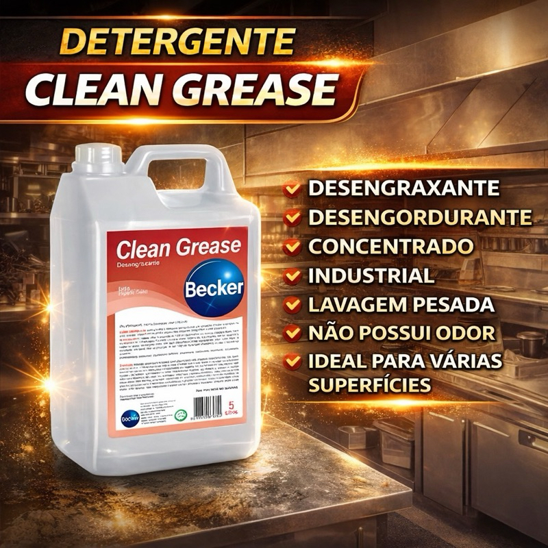 Detergente Desengraxante Neutro Clean Grease - Becker 5 Litros