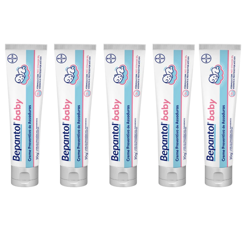 Kit com 5 Cremes Pomada de Assadura 30gr Cada - Bepantol