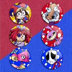 kit 6 botons The amazing digital circus, broches O Incrível Circo Digital buttons pins