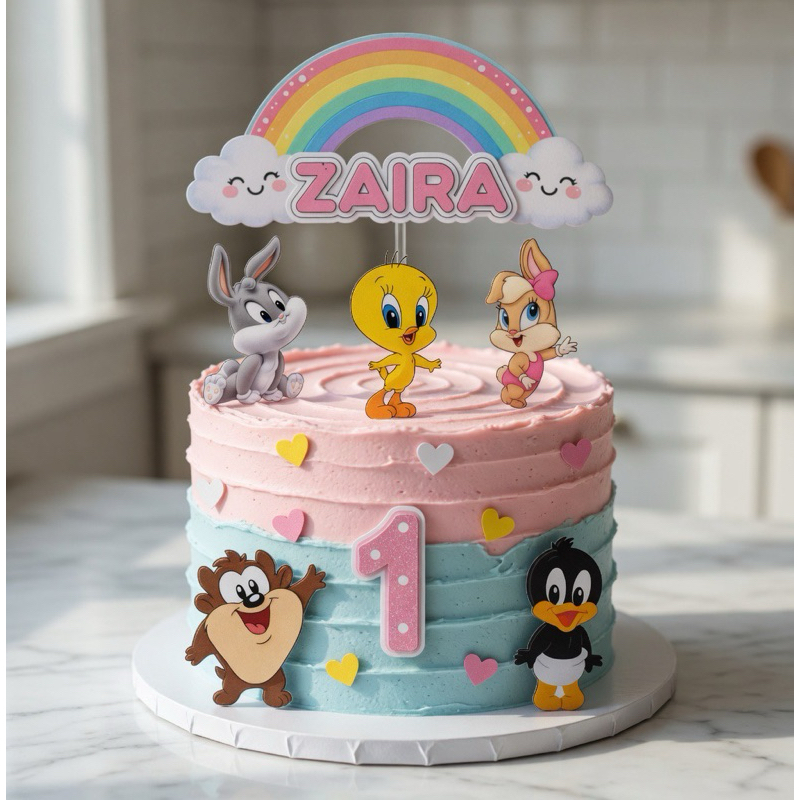 Topo/ Topper de Bolo Infantil Baby Looney Tunes Personalizado – Festa infantil, Mesversário, Aniversário