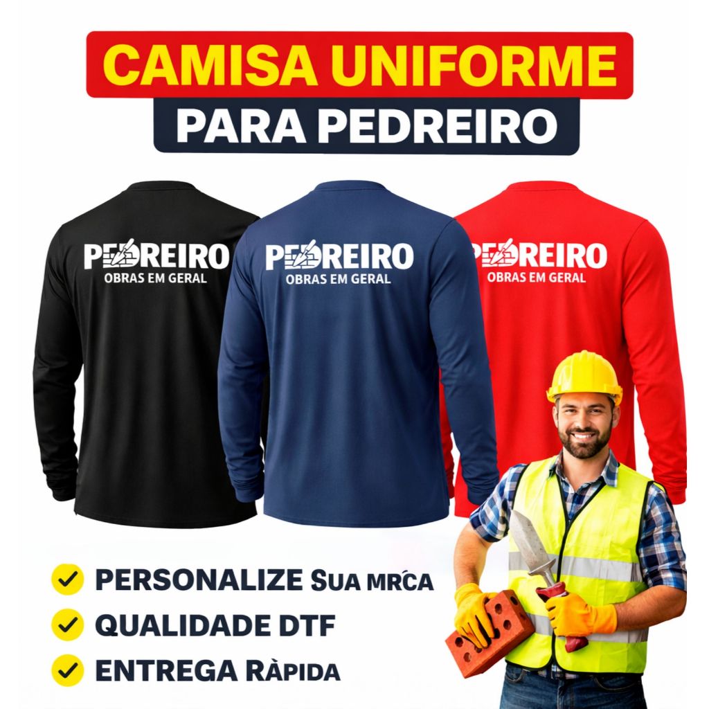 Kit 3 Camisetas Para Pedreiro Trabalho Uniforme Profissional em Oferta na Shopee