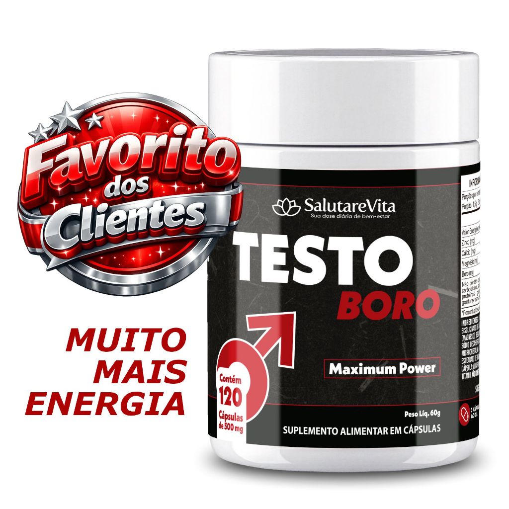2x Testo Boro 120caps 500mg Magnesio Zinco Cálcio Boro Sem Glúten Suplemento Alimentar