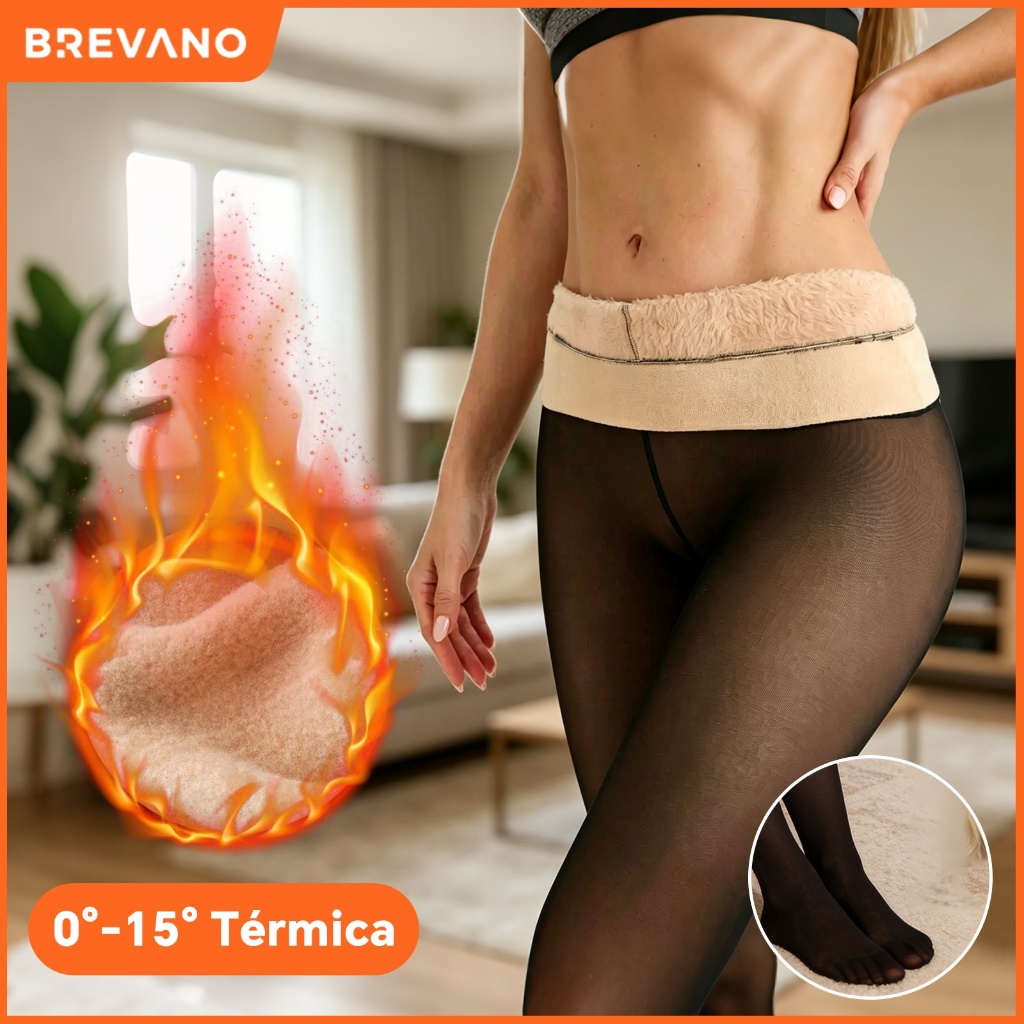 Meia Calça de Lã Térmica Feminina Translúcida Peluciada Grossa Inverno 0º a 15ºC Calça Térmica Que Não Desfia Premium