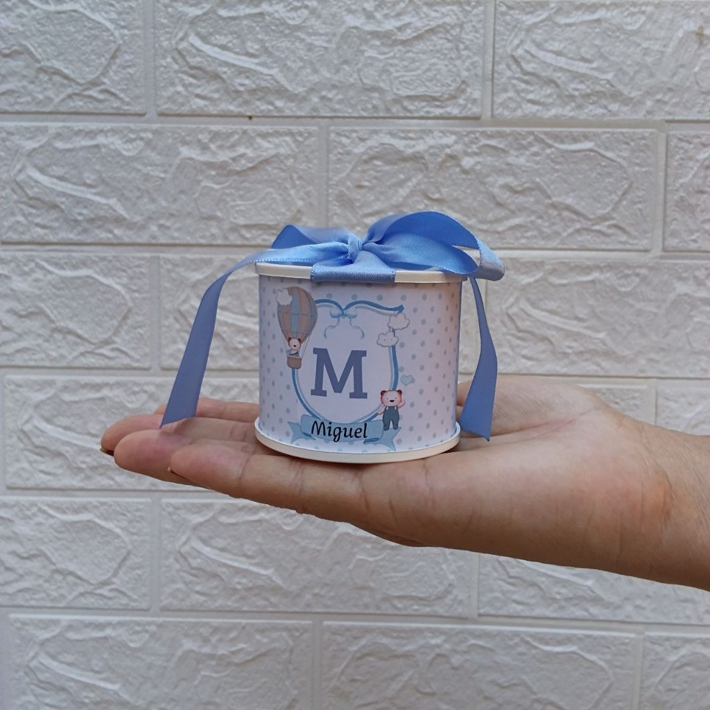 Kit Tubolata Balão Azul Poá Personalizada Lembrancinhas / chá de bebê/ revelação/ batizado/ maternidade/ aniversário 5x6