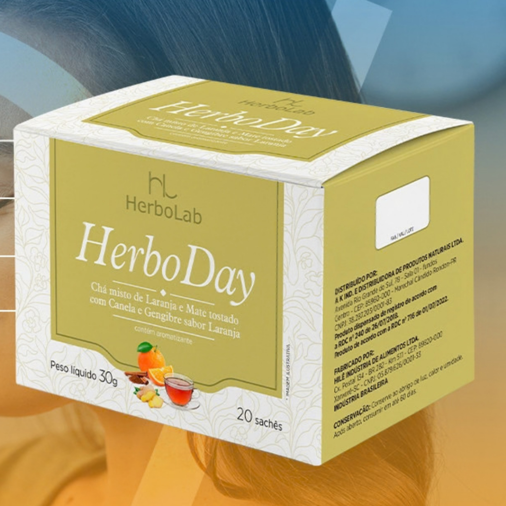 Herbo Day (Chá misto de Laranja e Mate Tostado com Canela e Gengibre sabor Laranja) 20 Saches