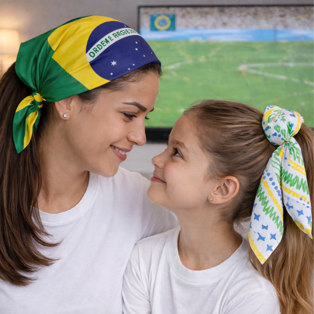 Kit Acessório Copa do Mundo Bandeira Bandana Lenço Acessório Torcida Brasil 6 em 1 Jogo Futebol
