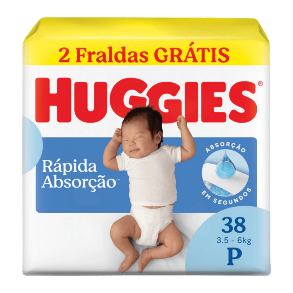 Fraldas Huggies Rápida Absorção P 38