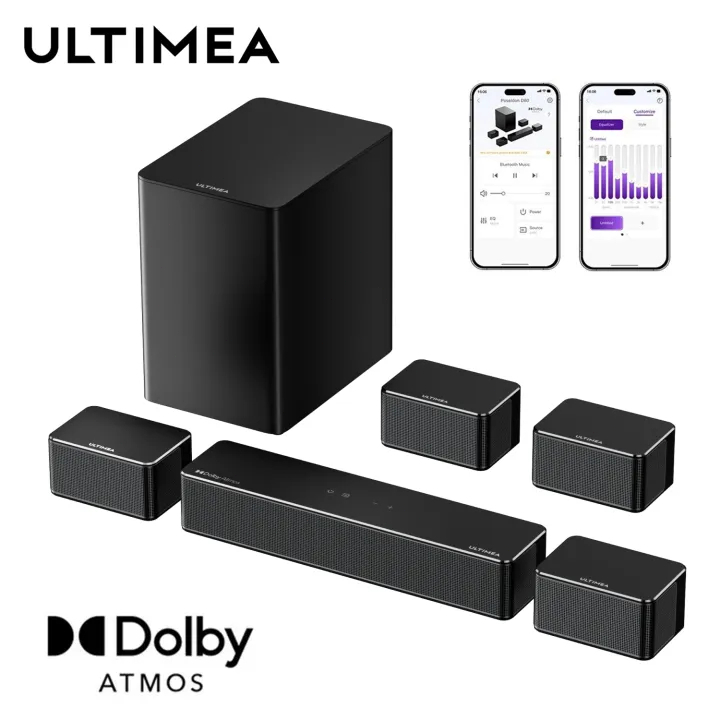 Soundbar ULTIMEA Poseidon D80 7.1 Canais com Dolby Atmos 460W Subwoofer Sem Fio Bluetooth® 5.3 Som 3D Surround para