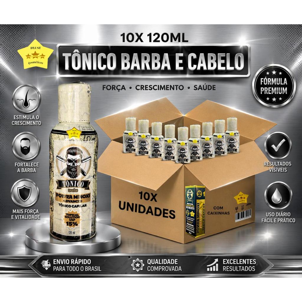 Kit 10x D'Lust Tonico Cabelo Barba com caixinhas
