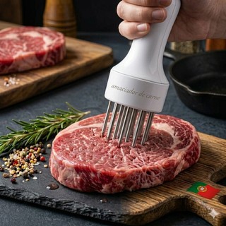 Amaciador De Carne Batedor de Carne Bife Manual Com Furador Aço Inox