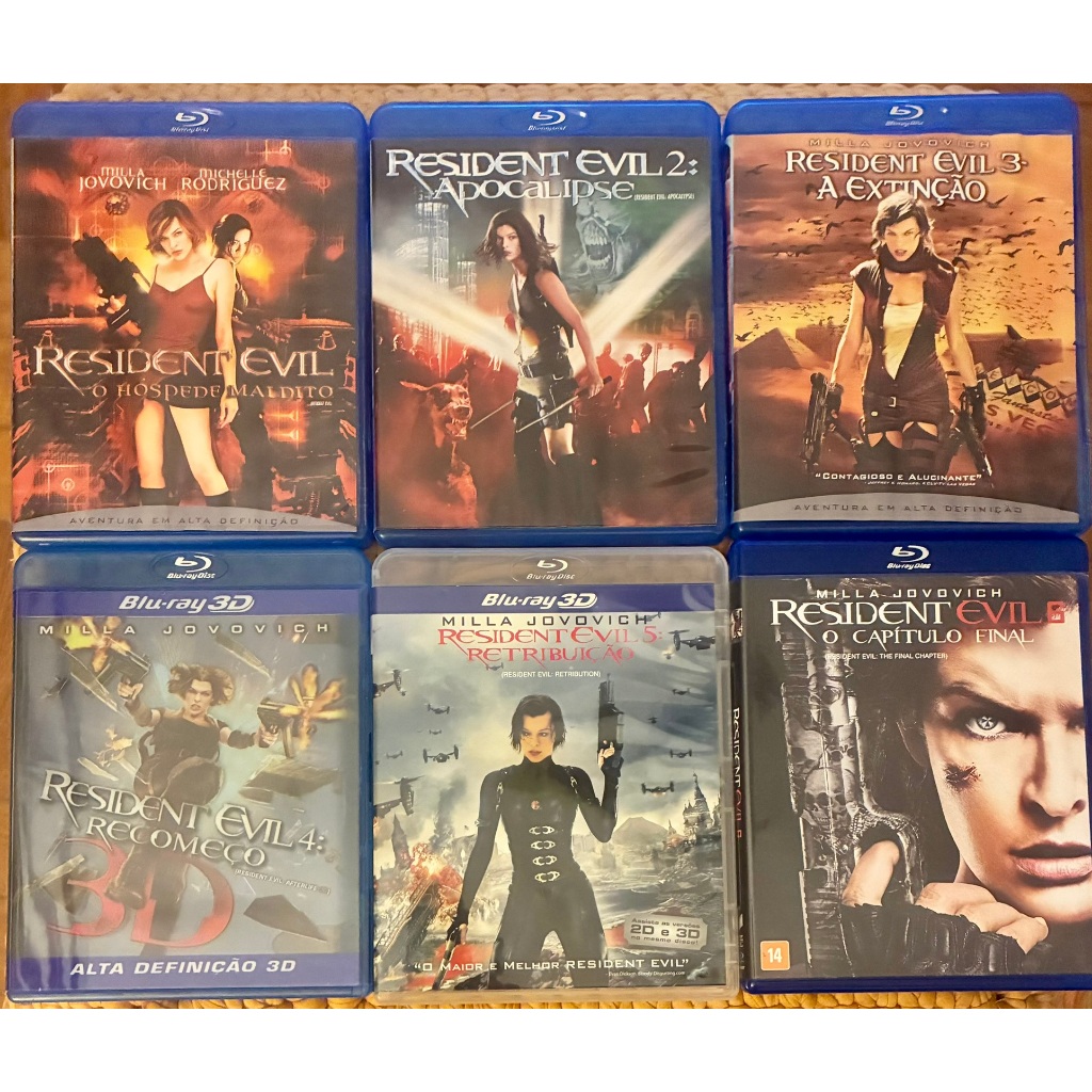 Kit Blu Ray Resident Evil 1, 2, 3, 4, 5 e 6 - Original - Dublado e Legendado - 7 discos