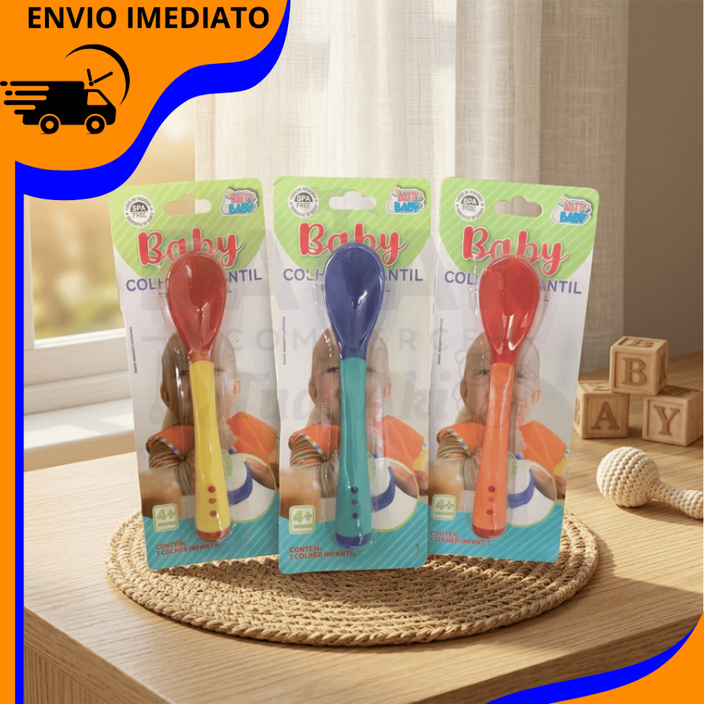 Colher Térmica Muda Cor Infantil Termo Sensível Bebê de Silicone Colher Treinamento kit 3 ou 1 unid
