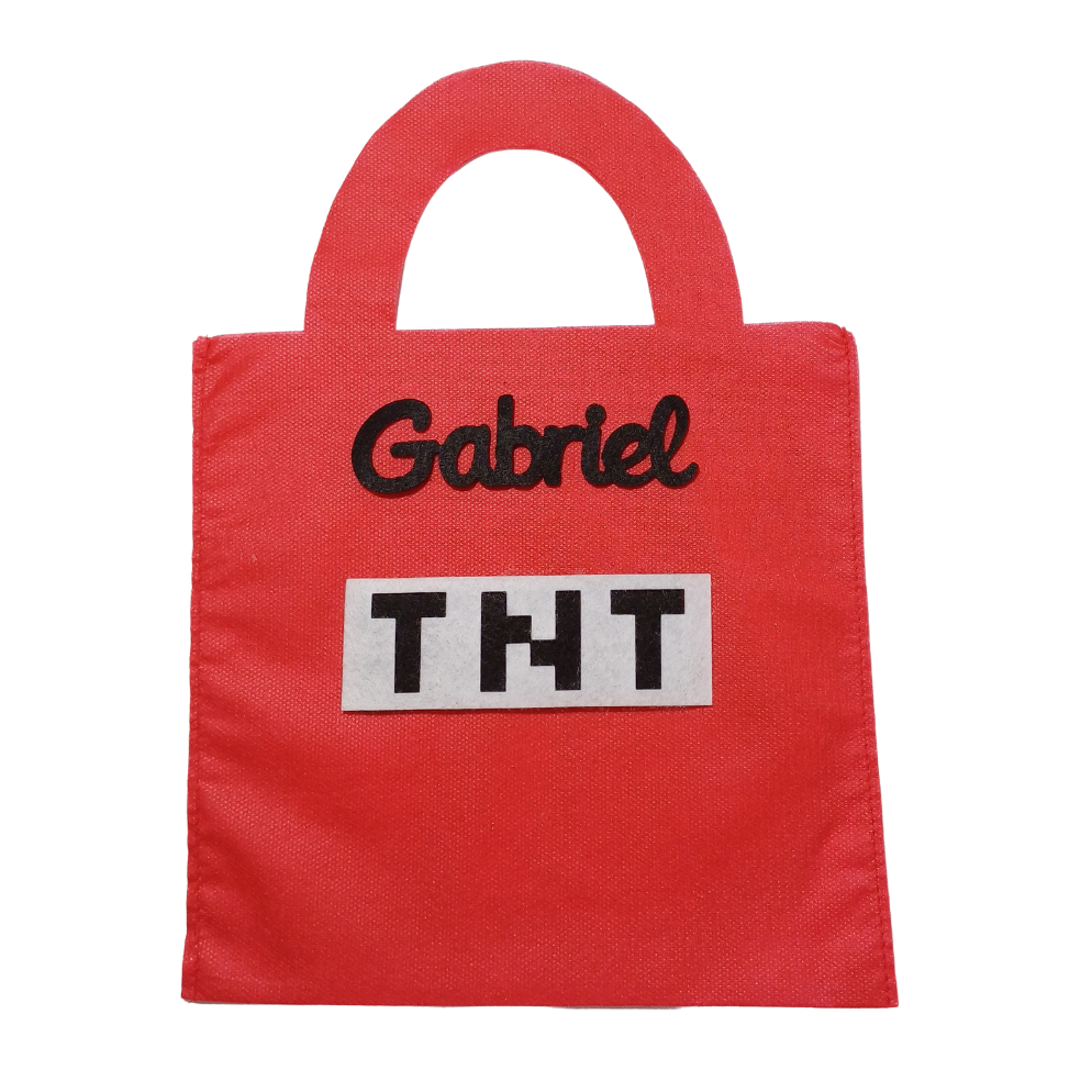 Sacolinhas Personalizadas TNT com nome criança Minecraft TNT lembrancinhas de festa de aniversario 22cmX22cm