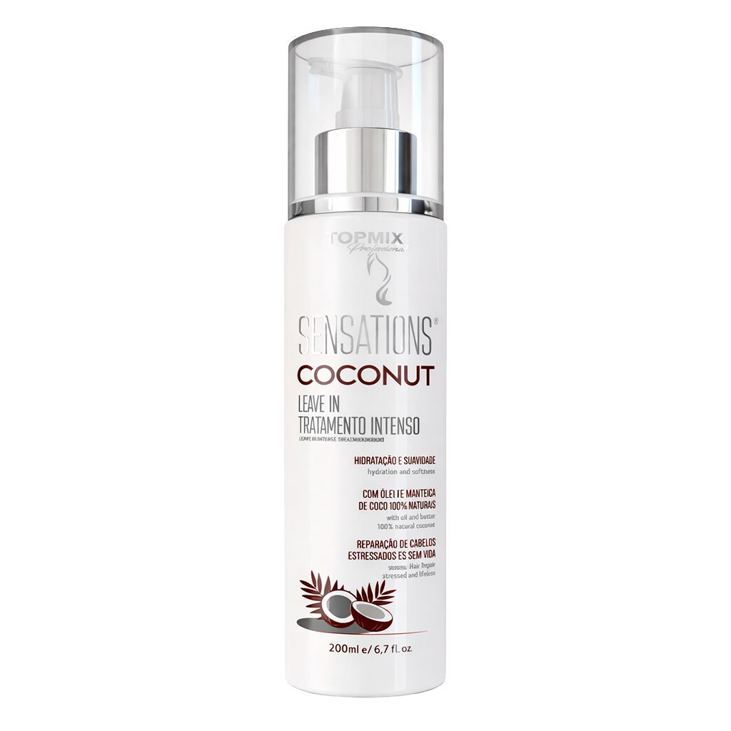 Leave-in Protetor Térmico 10 em 1 Coconut Topmix Anti Frizz Brilho UV All in One