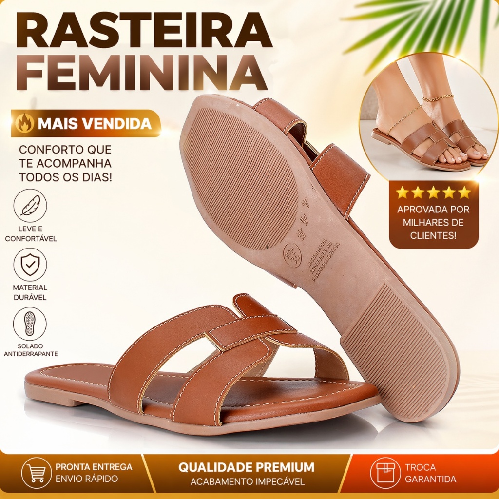 Sandálias Rasteirinha H feminina confortável /moda casual Josy Shoes (Forma pequena)
