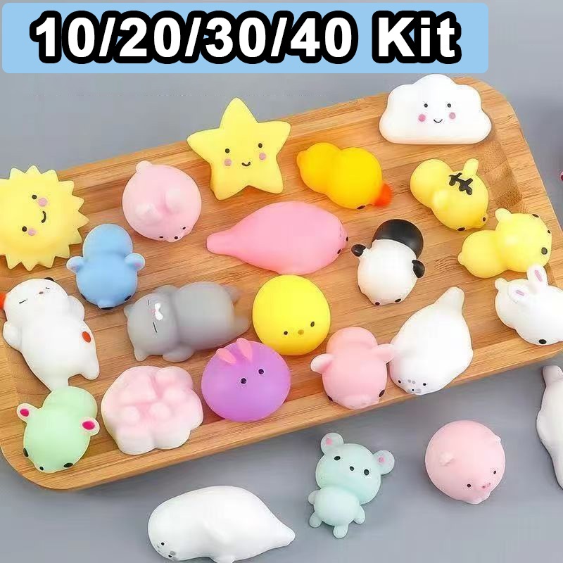 Kit Squishy Mochi - 10 ou 40 Unidades, Macios e Anti-stress para Diversão e Relaxamento