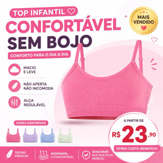 Sutiã Infantil Menina Sem Bojo Confortável Alça Regulável Top Juvenil Macio Dia a Dia em Oferta na Shopee
