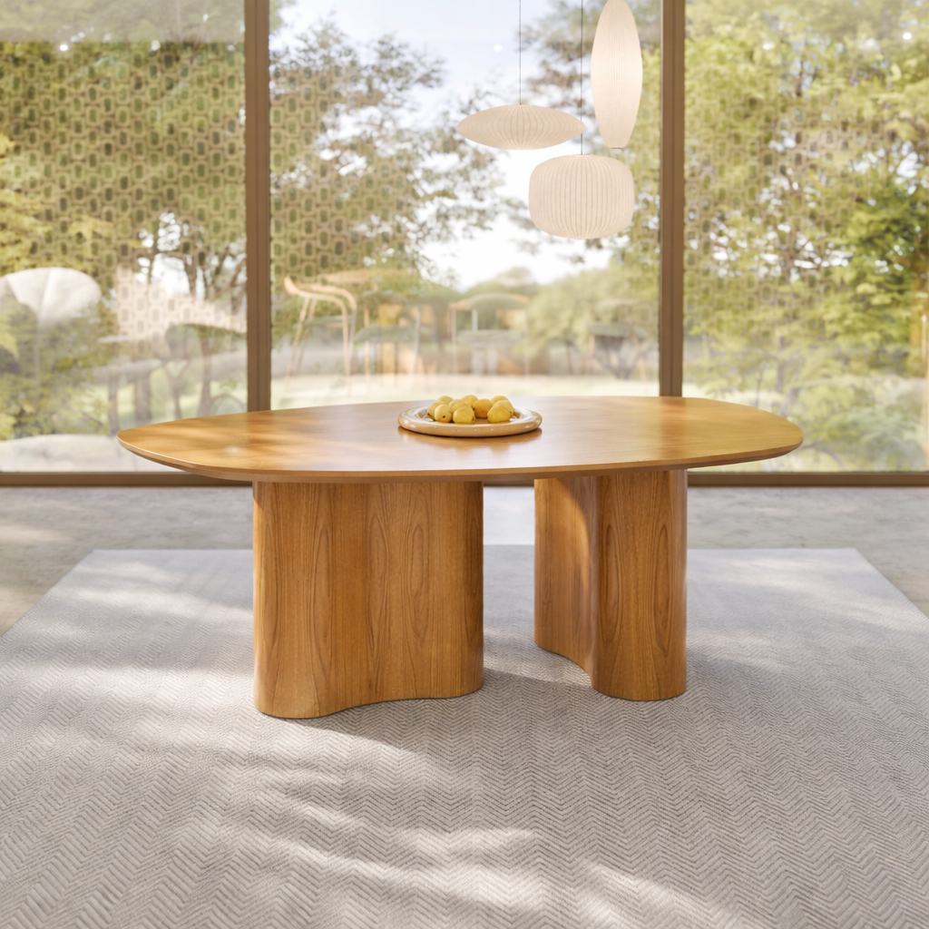 Mesa De Jantar Aracaju 1.80m Estilo Orgânico Laminado Cinamomo Ideal Para 6 Lugares Confortavel