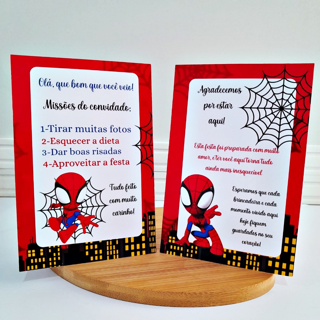 10 a 30 Plaquinhas de mesa HOMEM ARANHA BABY - Centro de mesa Lembrancinha de festa infantil