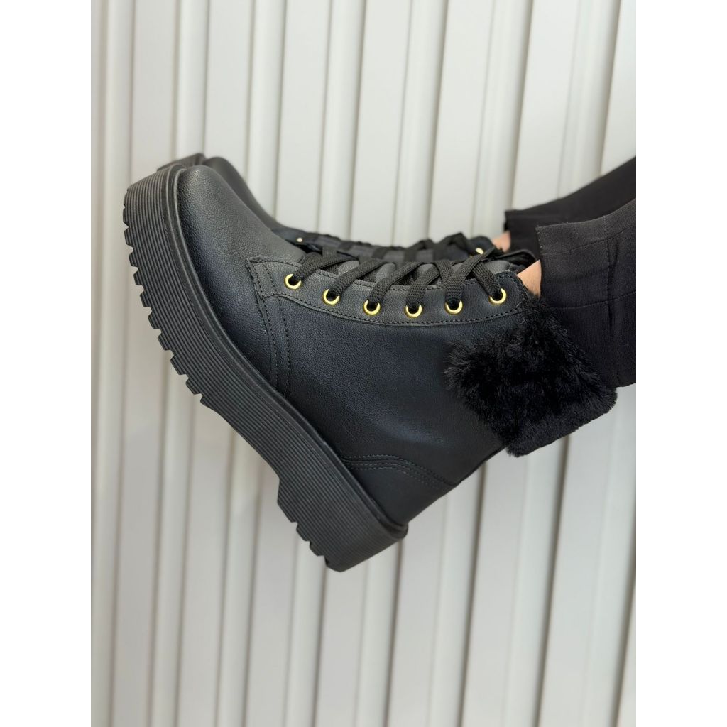 Bota Feminina Coturno Forrado com Pelo | Estilo Inverno Confortável e Moderna