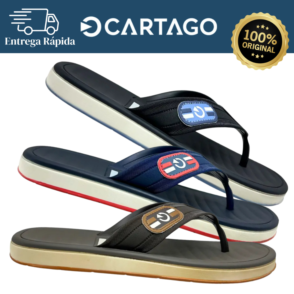 Chinelo Masculino Cartago Paris II Dedo Confortável Antiderrapante Original