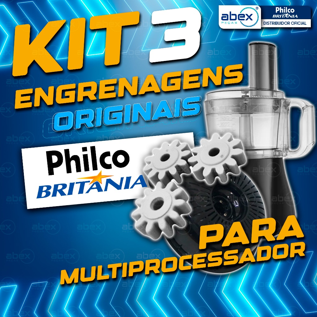 Kit 3 Engrenagem Para Espremedor Batedeira Multiprocessador Philco All In One X501 Y501 Original