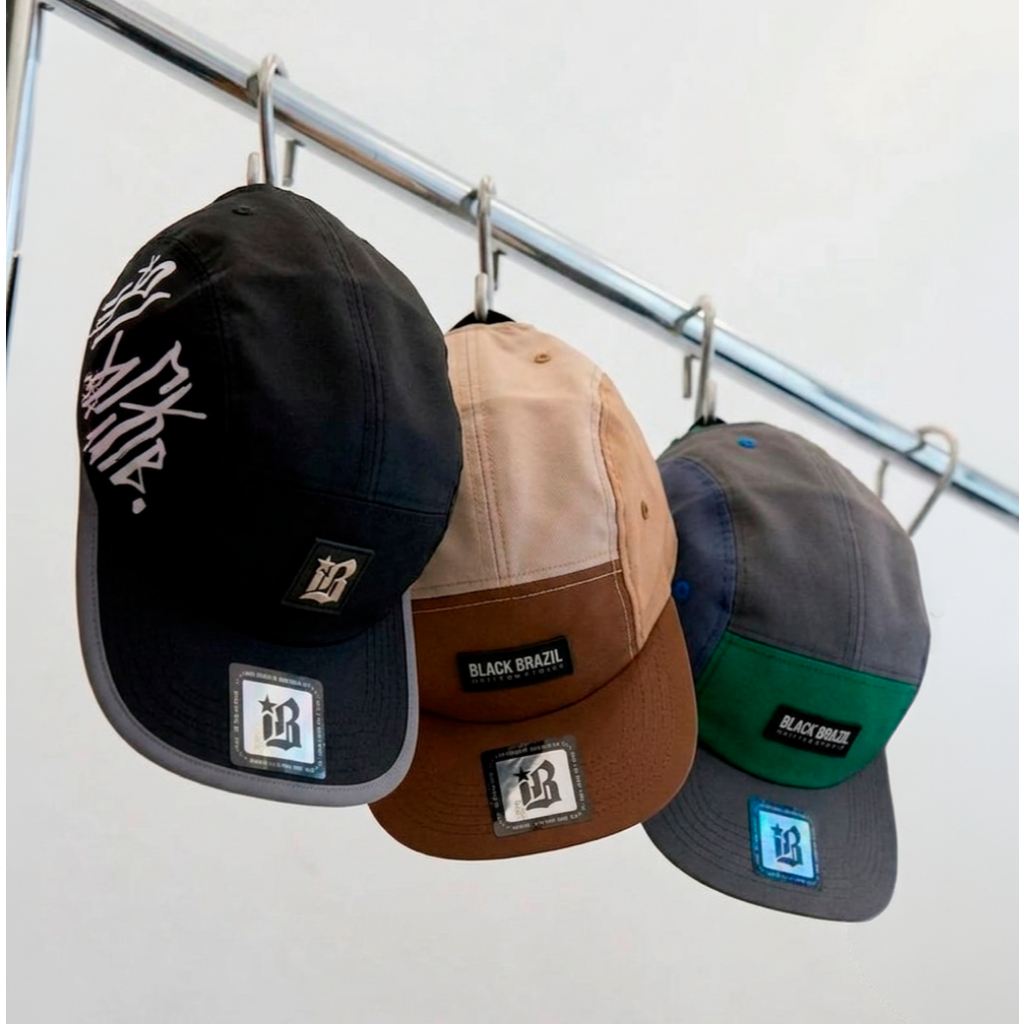 Boné Black Brazil Five Panel Ciclista Estilo Skatista