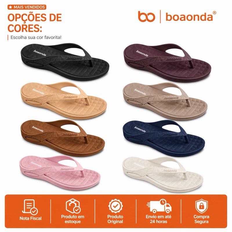 Chinelo Boaonda Lilly Feminino Ortopédico Anatômico Confortável Esporão Fascite Plantar Leve Macio Antiderrapante