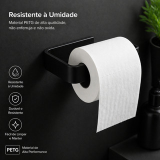 Papel Higiênico para pra Resistência Compacto Suporte 2 Unidades Dupla - Porta Parede Furar Preto Branco Banheiro