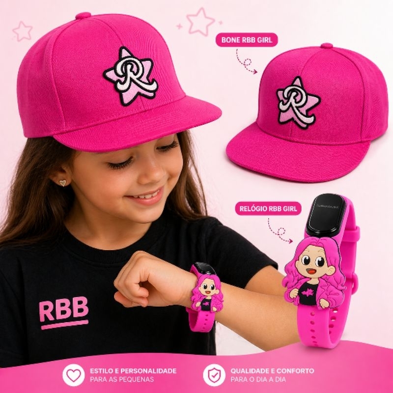 Boné Os Rosa Infantil + Relógio Digital Emily Vick Katlen Void e Leozin