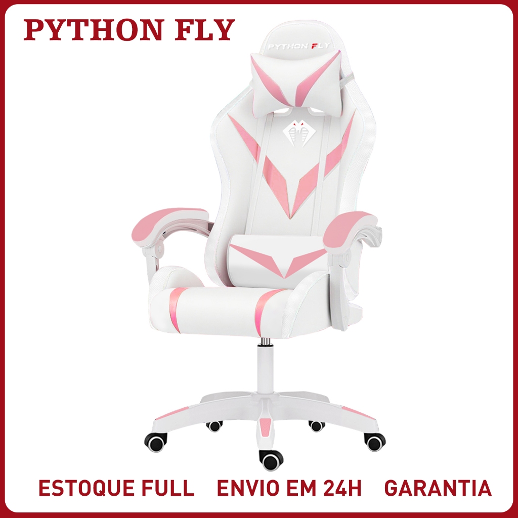 Cadeira Gamer RGB LED Reclinável Ergonômica Giratória 150kg Couro PU Escritório Home Office Streamer Controle