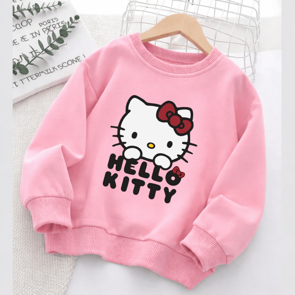 Moletom Infantil Hello Kitty Menina Delicado Blusa de Frio Flanelado Juvenil