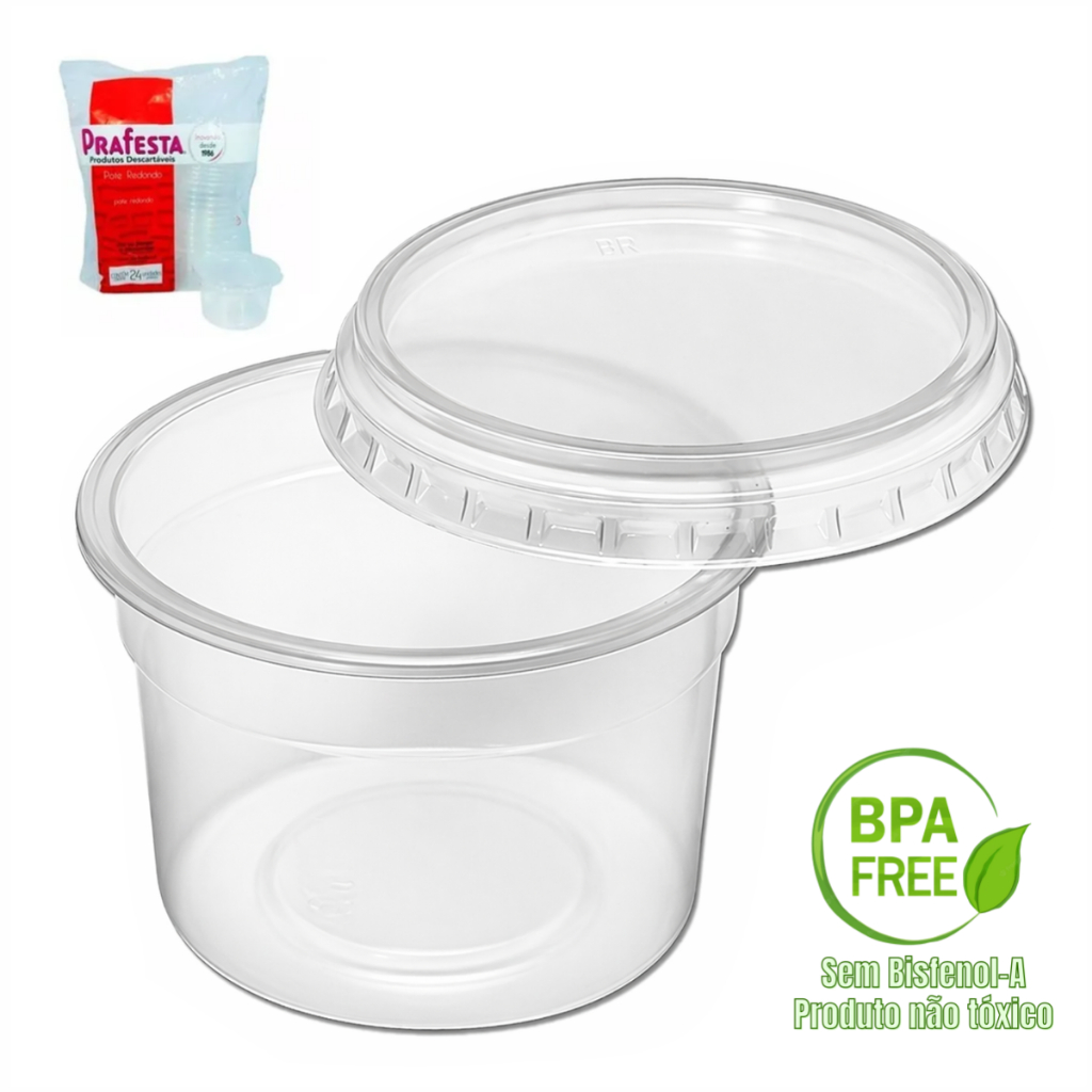 Pote Redondo 145ml Freezer E Microondas Kits C/ 24, 48, 72, 96 & 120 Unidades Para Bolos - Prafesta
