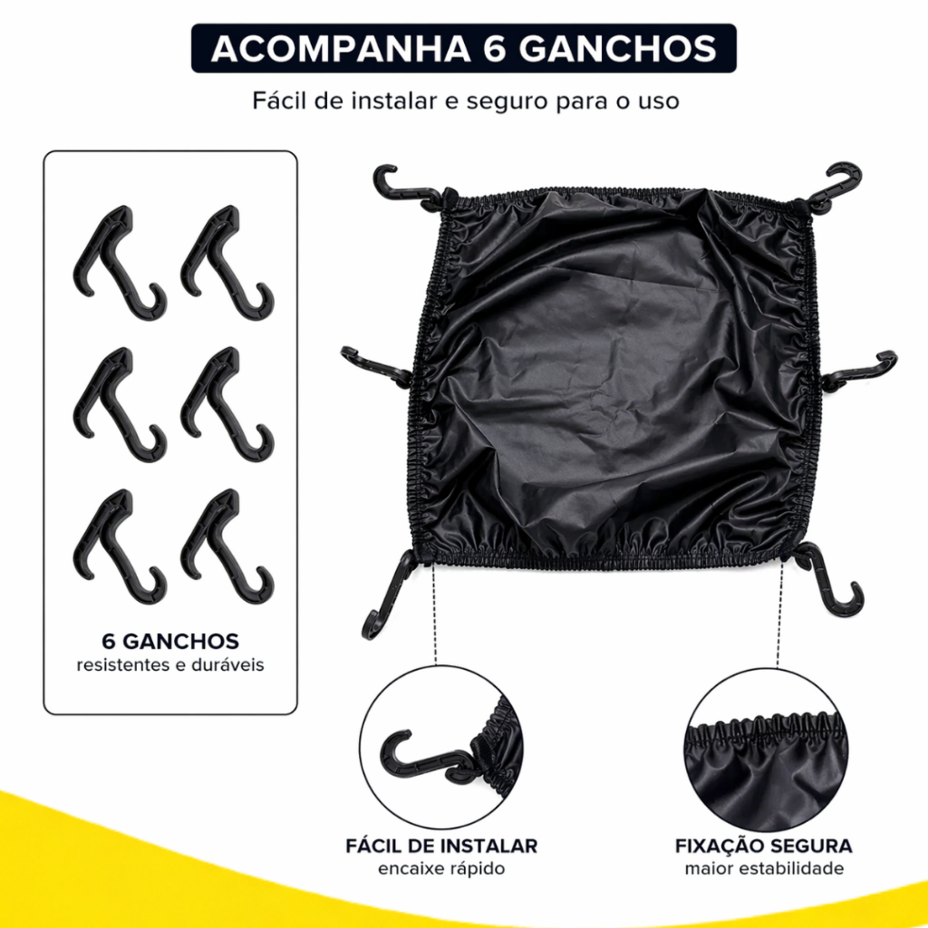 Redinha Rede Elástica Fechada Para Capacete Moto Preta Aranha 42x42 Multiuso