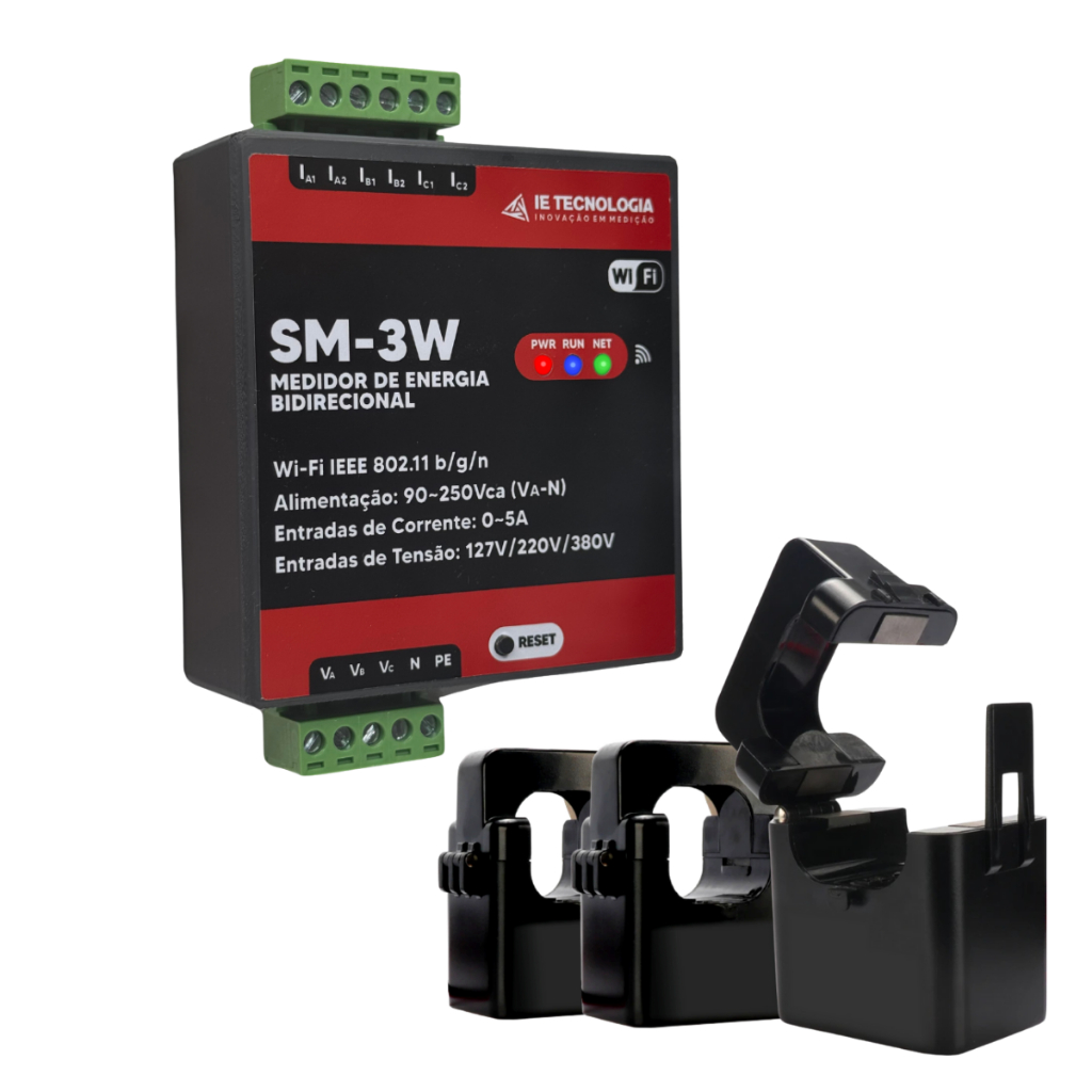 Analisador Energia Wifi Trifásico 380v Bidirecional Transformador corrente 400A bipartido + Nuvem