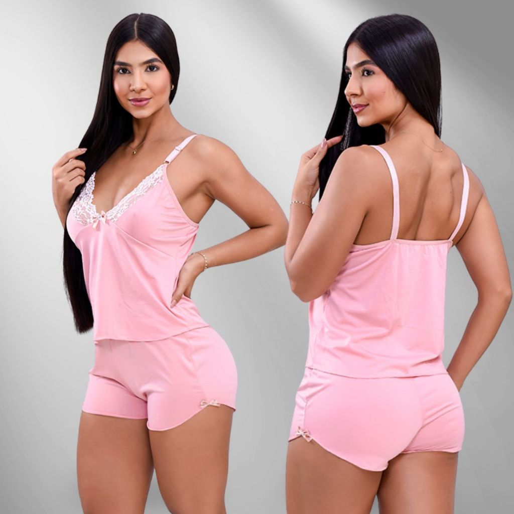 Baby Doll Malha Fria Pijama Tecido Fresquinho Roupa De Dormir Molinho Confortavel Langerie Sensual Detalhe em Renda