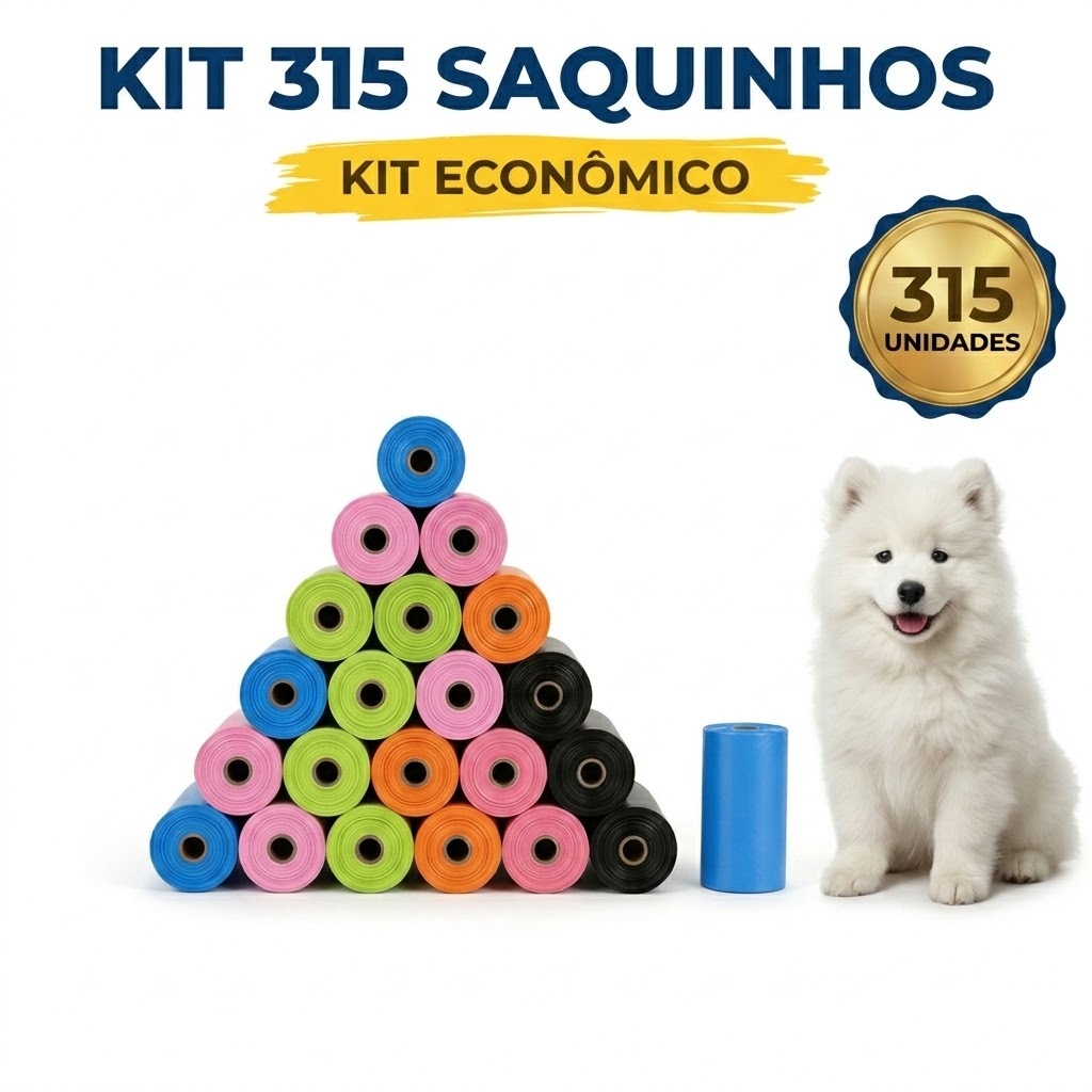 Refil Cata Coco Pet 315 Unidades Saquinhos Biodegradáveis Práticos para Cachorro e Gato