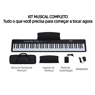 Piano dobrável de 88 teclas, piano elétrico sensível ao toque para iniciantes, teclado portátil, com suporte para pedal