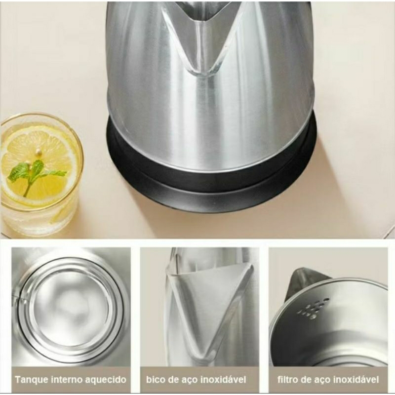 chaleira elétrica de vidro / inoxidável, 1.8L  127V/220V desligamento automático