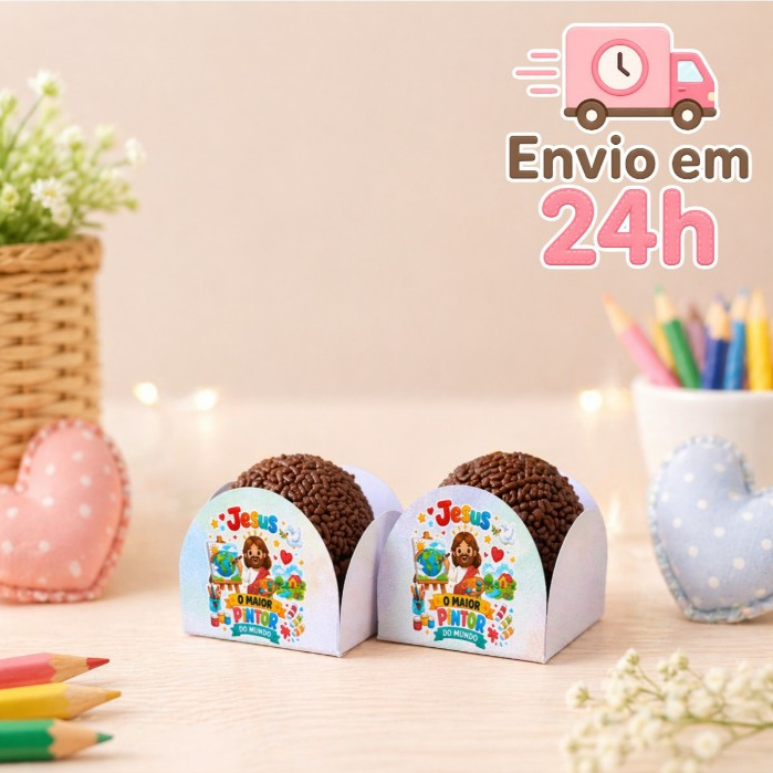 Forminha de Doces Personalizada no tema Jesus o Maior Pintor do Mundo Lembrancinha de Aniversário - Decoração