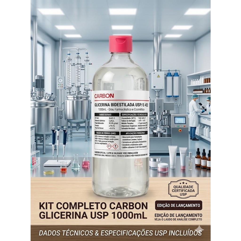 Glicerina Bi-destilada Vegetal 100% Pura 1Litro