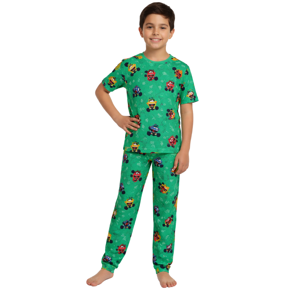 Kit 2 Pijama Infantil Masculino Suede Premium Estampado — Manga Curta e Calça Longa Pijama / Confortável
