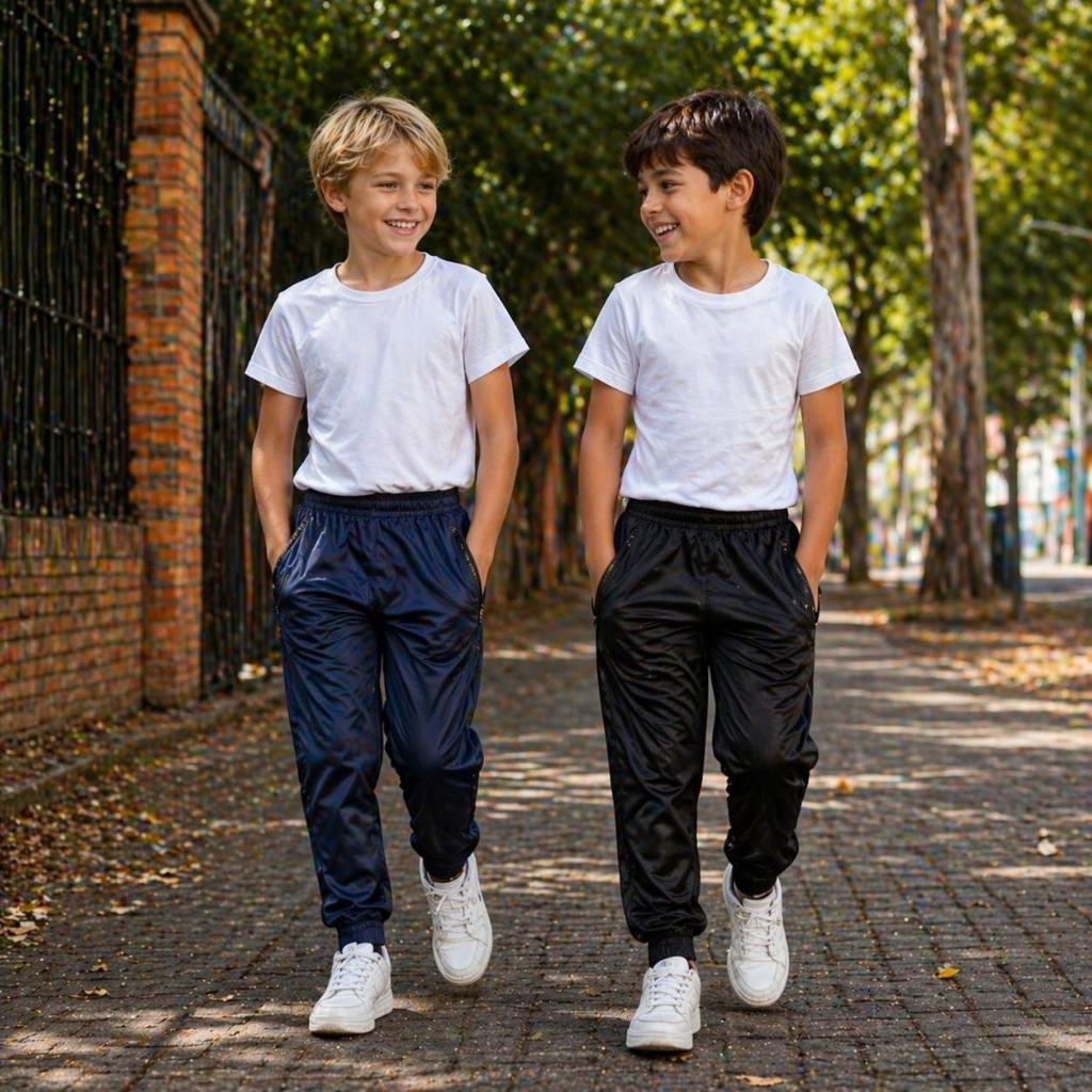 kit 2 Calças infantil 10 ao 16 Com Ziper Nos Bolsos Jogger