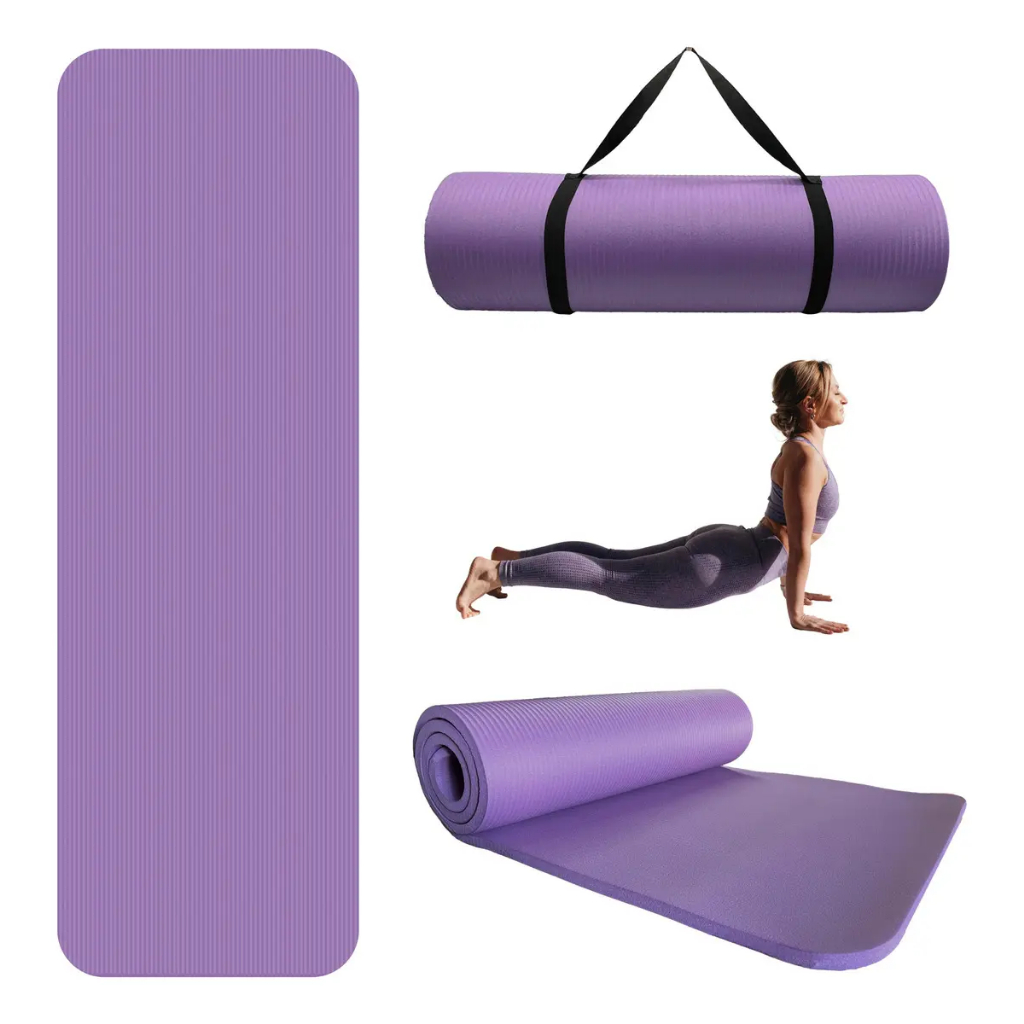 Tapete Yoga Pilates Fitness Antiderrapante Gym 10mm Espessor Color Violeta