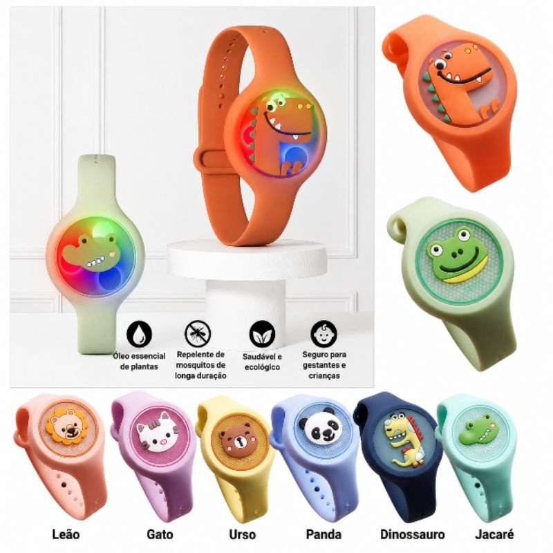Pulseira Relógio C/ Proteção Citronela Anti Mosquito Kit