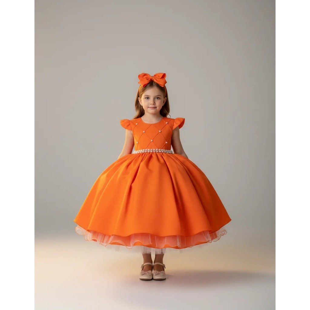 Vestido  Terracota Ysa Kids Francine Formatura Apresentação Damas Daminha Casamento