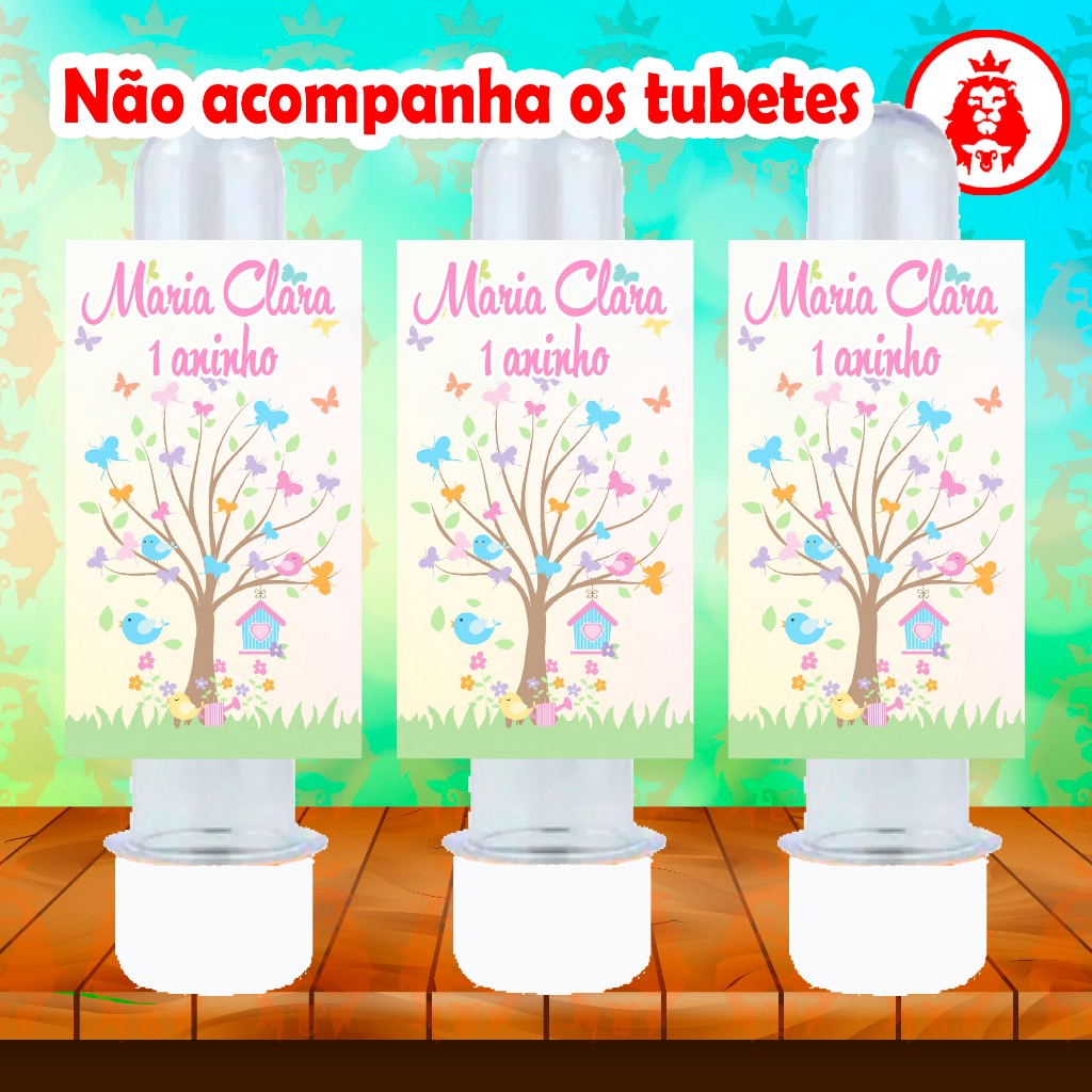Rótulos Adesivos para Tubetes de 13 cm - Jardim Encantado 1 Personalizados Festa Infantil Lembrancinha Aniversário