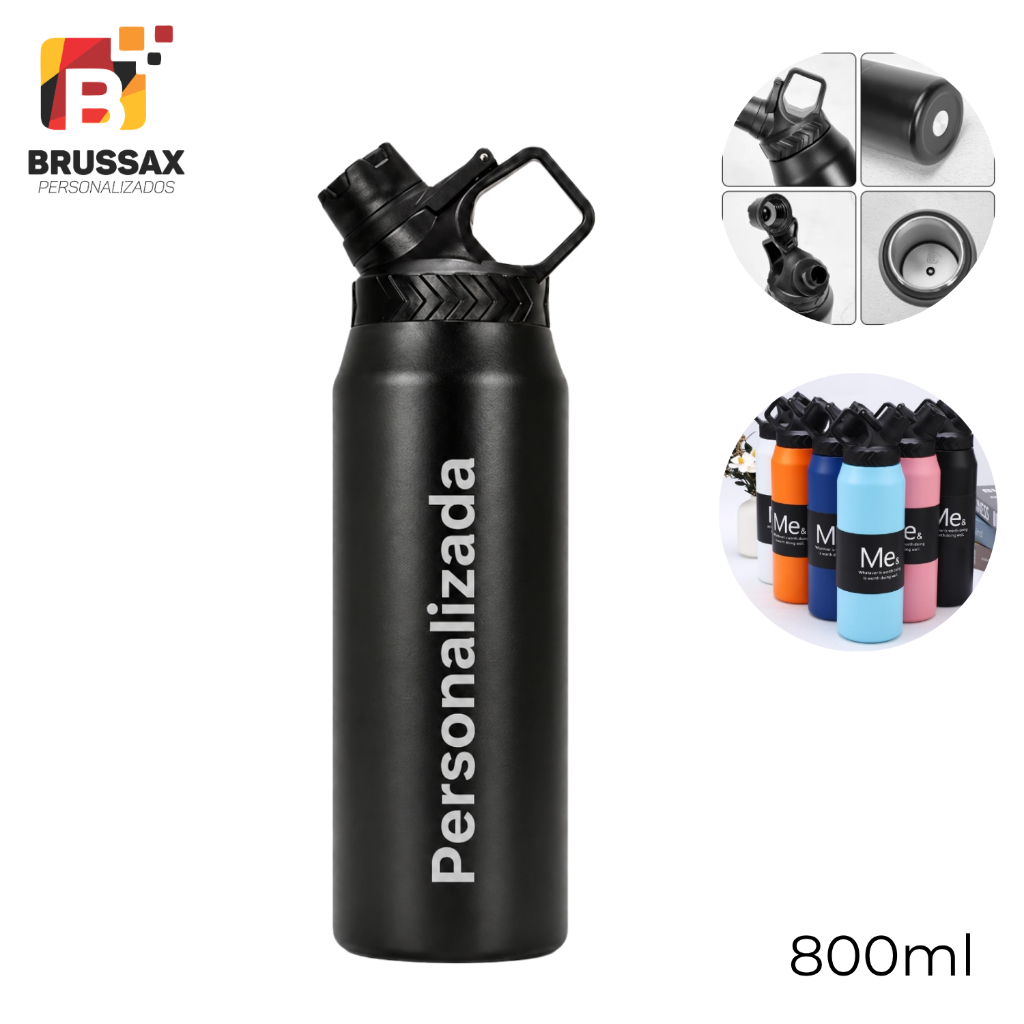 GARRAFA TÉRMICA PERSONALIZADA CANTIL ANTIVAZAMENTO - 800ML