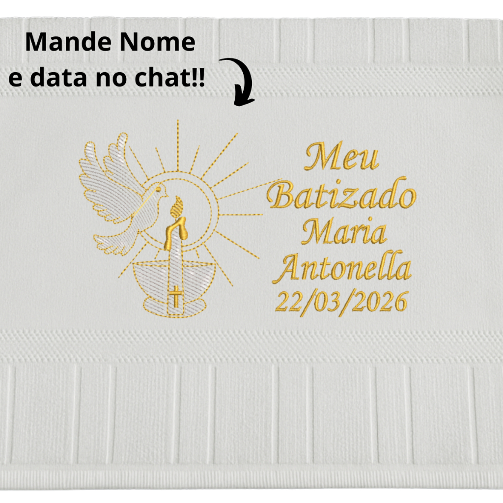 Toalha Lavabo Rosto Personalizada Meu Batizado